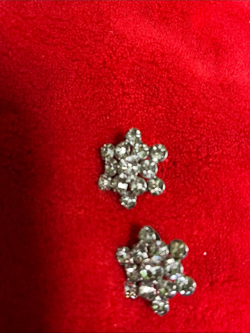 Rhinestone Snowflake Stud Earrings in Silver Tone